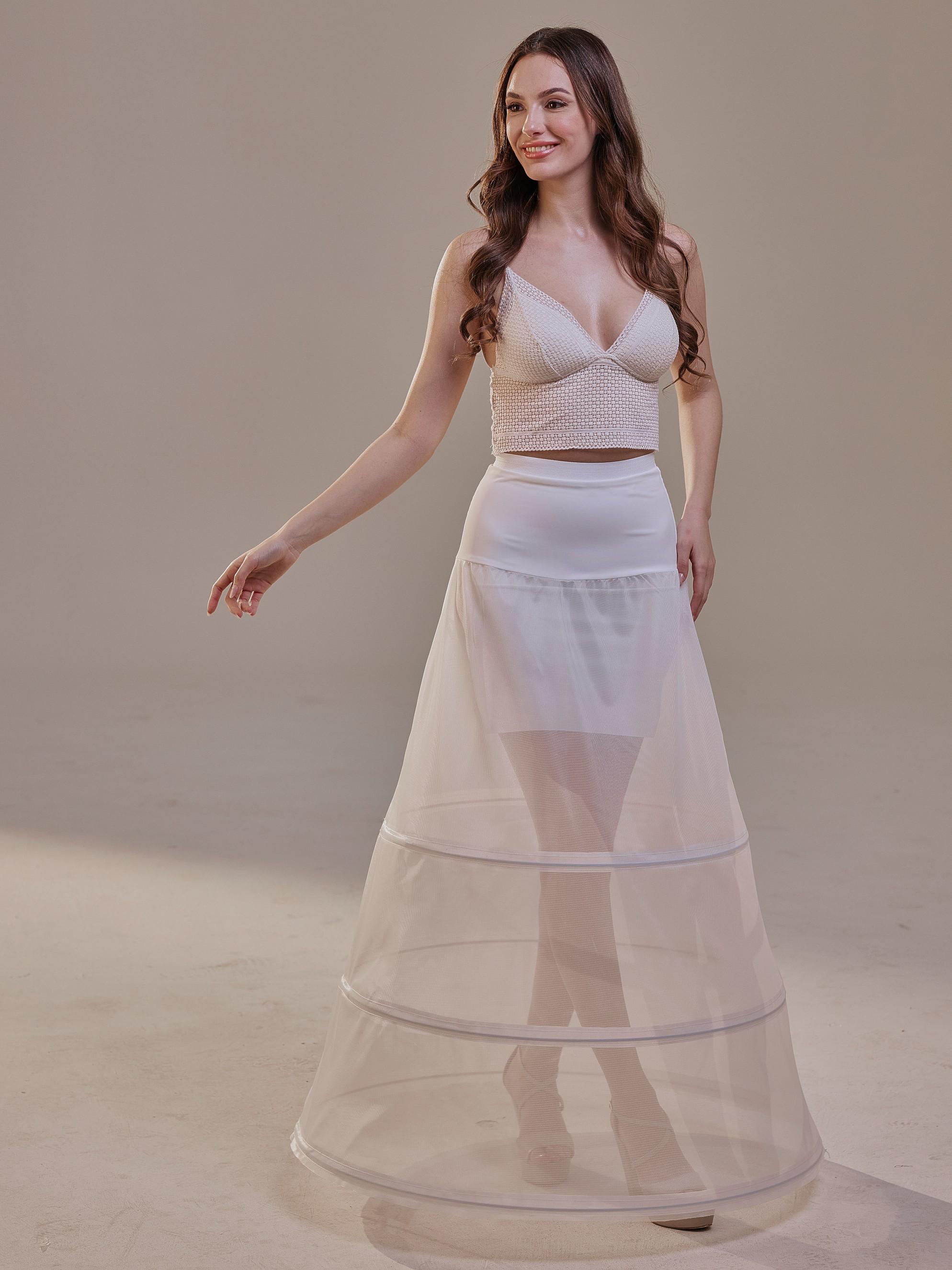 A-Line Wedding Dress Crinoline Skirt , 3 Hoops & Waist Corsage A-Line Wedding Dress Crinoline Skirt , 3 Hoops & Waist Corsage