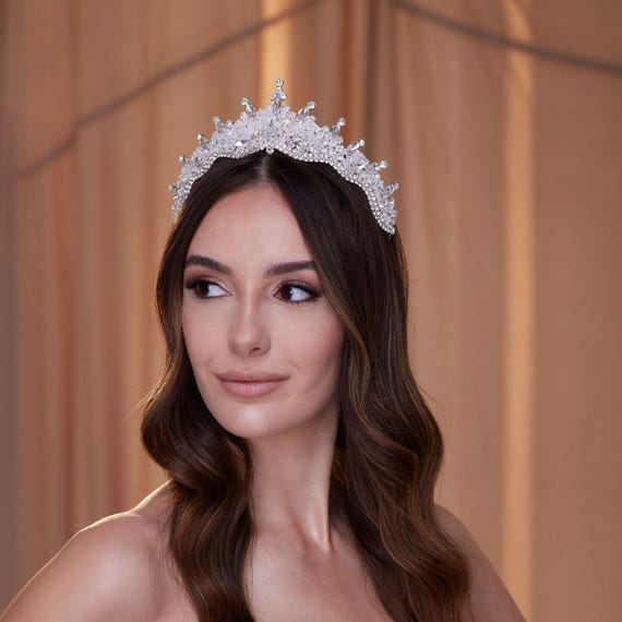 9 Pcs Crystal Tiaras & Crowns Set - Rhinestone Hair Accessories for Weddings Unique Bargains Women Faux Crystal Queen Crowns Tiara  main image 2
