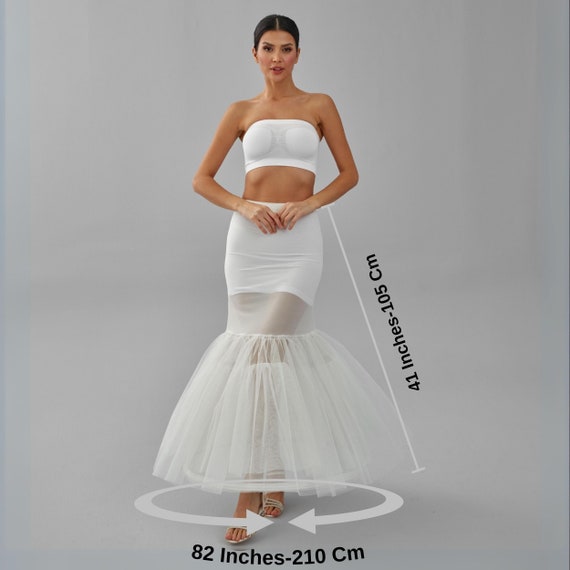 Jupon Crinoline Pour Robe De Mariée - 3 Cerceaux, Longueur 93 Cm, Taille élastique 32-42 (XS-M) - Blanc, Effet Volumineux Sans Armature Rigide