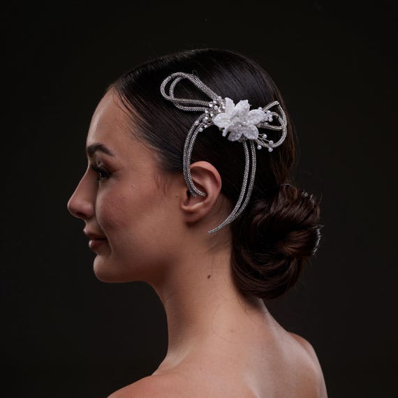 Handcess, Fermaglio per capelli da sposa con cristalli e perle, argentato, accessori per capelli da sposa e damigelle d'onore (confezione da 2), colore oro
