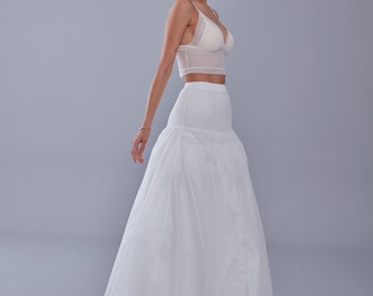 Cinda Blumenmädchenkleid – 4-Schicht Unterrock Petticoat, Einheitsgröße, Mit Spitze & Satin, Verdeckter Reißverschluss