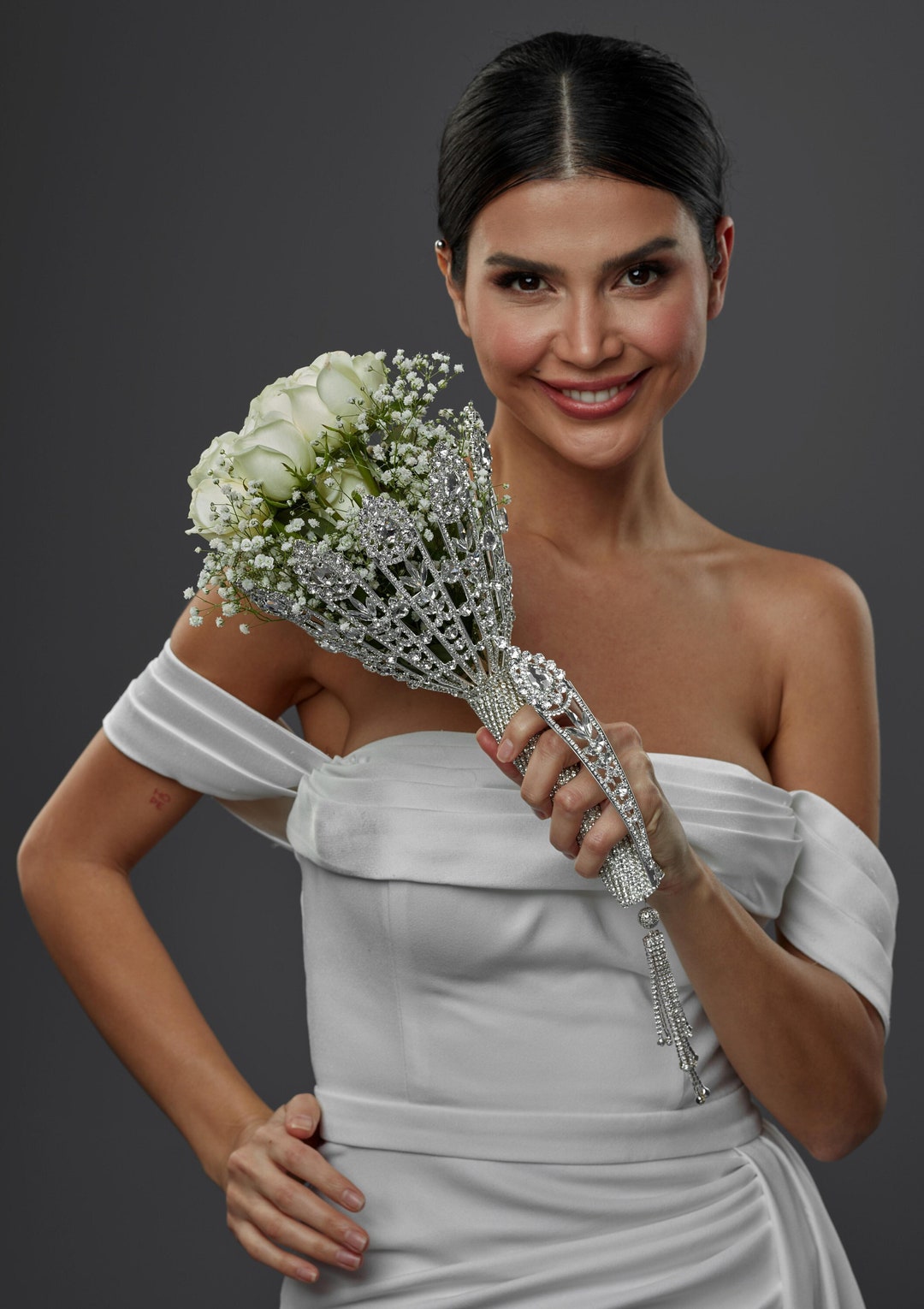 Wedding Bouquet Holder, Silver Color, Luxury Bridal Accessories Etsy