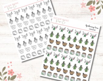 witchy icon planner stickers, icon planner stickers, witch planner stickers, pagan icon stickers, herb icon stickers, apothecary icons