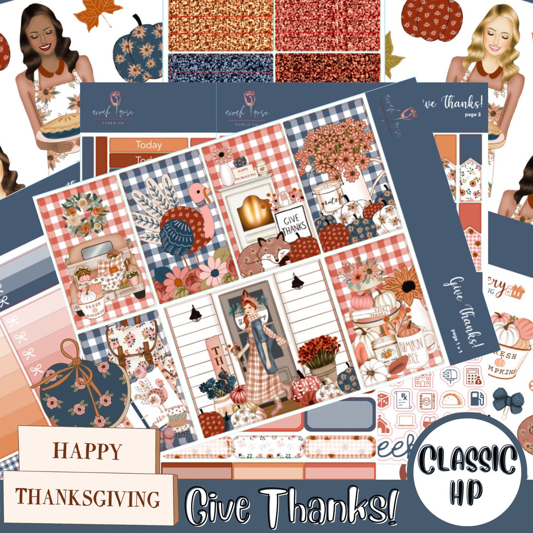 Give Thanks Weekly Vertical Sticker Kit for Classic Happy Planner ...
