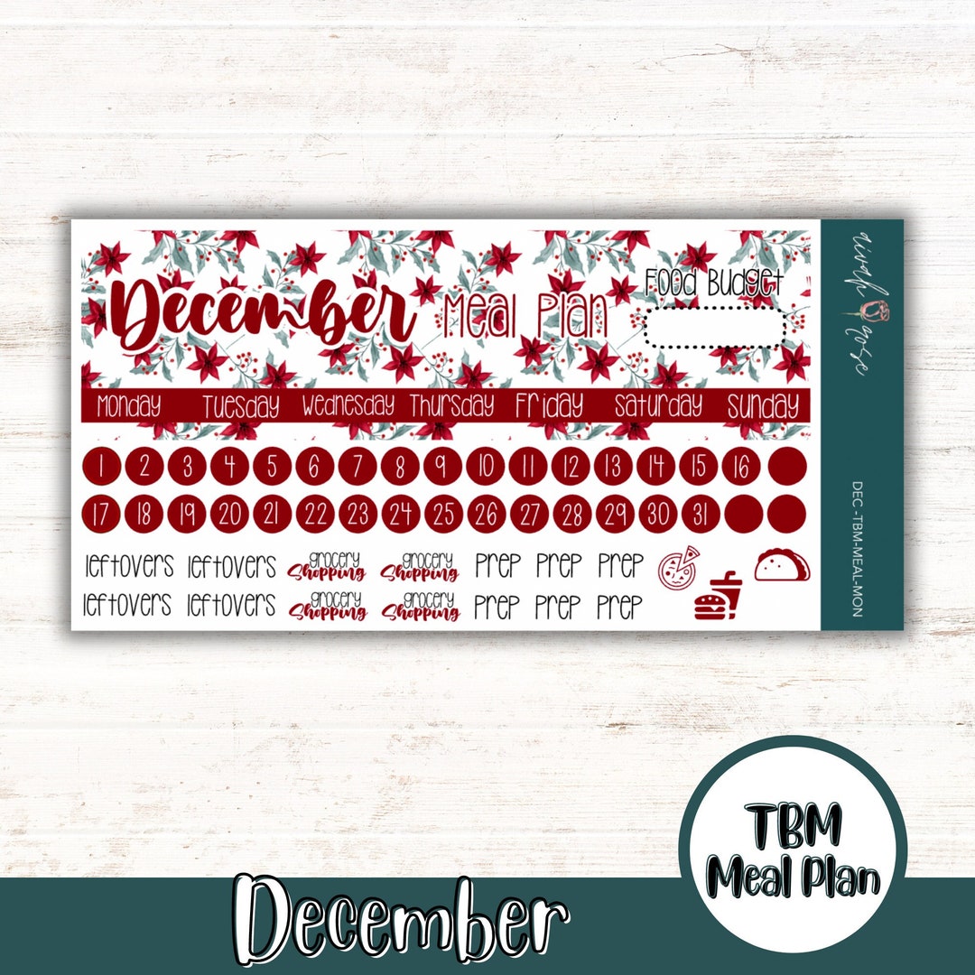 The Budget Mom Meal Plan Sticker Sheet December Monthly Meal - Etsy