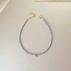 Tanzanite Necklace | 14K Gold Filled Tanzanite Choker Necklace | Genuine Tanzanite Necklace | Tiny Tanzanite Beaded Necklace