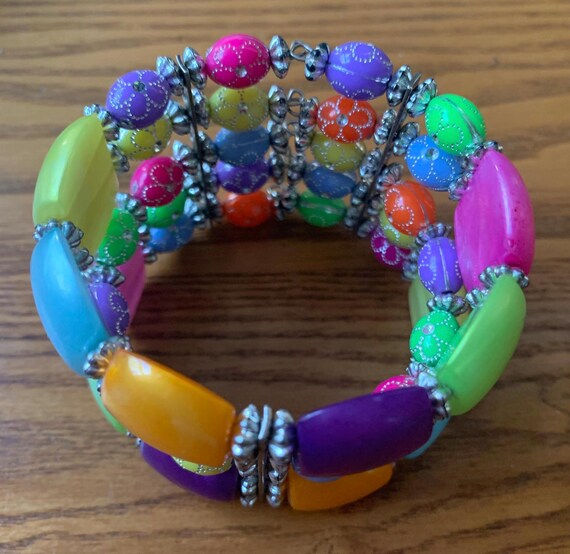 Bohemian Chic, 2 inch width Multi-color Beaded Cu… - image 9