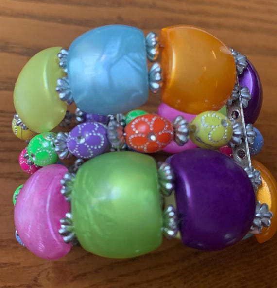 Bohemian Chic, 2 inch width Multi-color Beaded Cu… - image 4