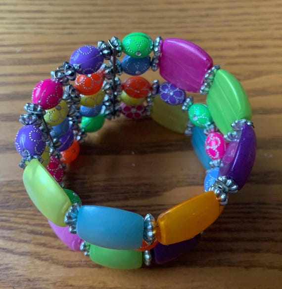 Bohemian Chic, 2 inch width Multi-color Beaded Cu… - image 2