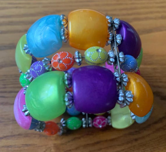 Bohemian Chic, 2 inch width Multi-color Beaded Cu… - image 5