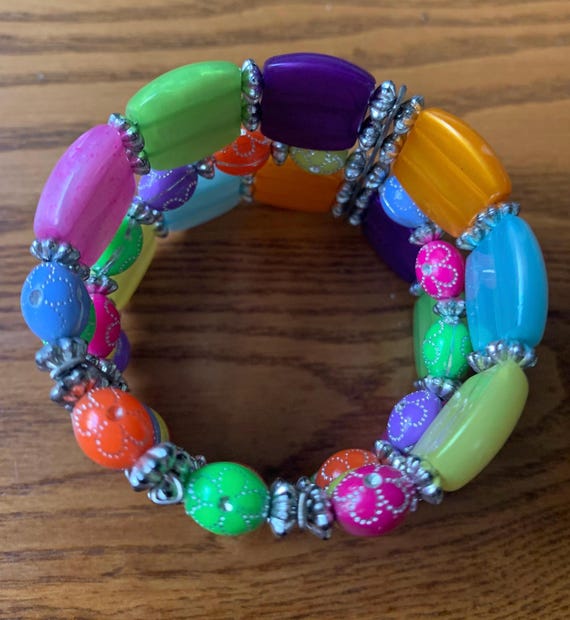 Bohemian Chic, 2 inch width Multi-color Beaded Cu… - image 3