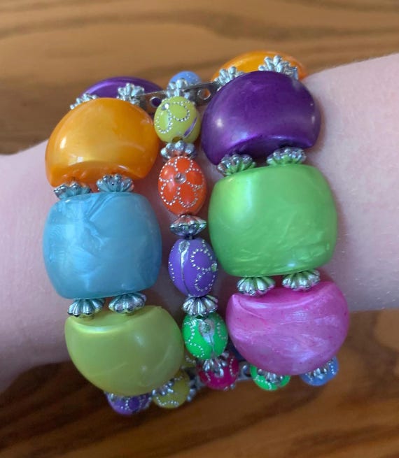 Bohemian Chic, 2 inch width Multi-color Beaded Cu… - image 6