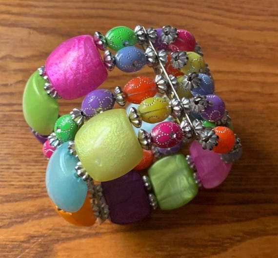 Bohemian Chic, 2 inch width Multi-color Beaded Cu… - image 1