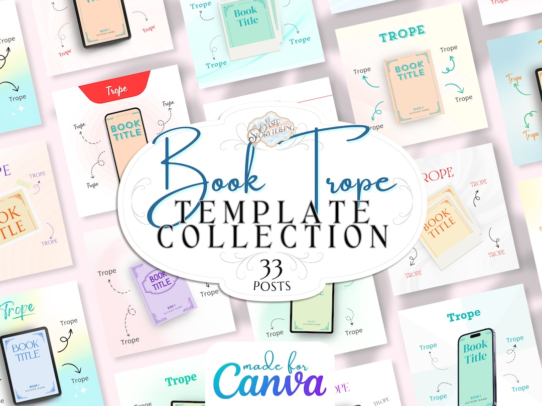 Romance Author Book Trope Template Canva Editable Book Cover Etsy