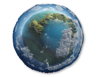 Earth Globe Tufted Pillow | Round