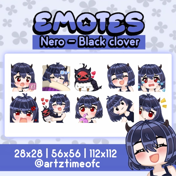 10th Emotes Kawaii Nero Blackclover - Twitch, Discord, Youtube