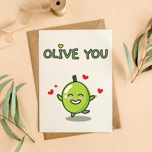 Cute Digital Card - Olive You, Anniversary Card, Gift for Him, Gift for Her, Printable, Funny, Instant Download