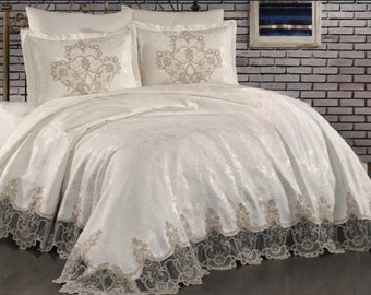 french lace bedspread set 6 pcs piquet set lacy bedspread set cotton jacquard piquet set luxury bedspread set wedding gift hausewarming gift