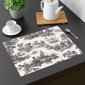 Vintage Toile Placemat: Elegant French Country Table Decor