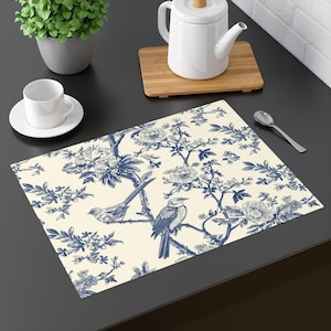 Botanical Bird Placemat, Elegant Home Decor, Dining Table Accessory, Perfect for Entertaining, Vintage-Inspired Table Setting