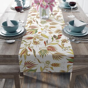 Floral Table Runner, Kitchen Dining Runner, Vibrant Floral Pattern Table Runner, Table Linen Decoration, Housewarming Gift, Long Tablecloth