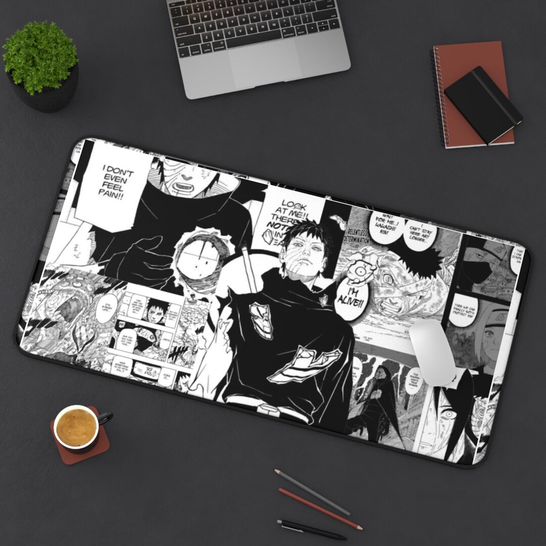Inosuke Keyboard Mat Naruto Obito Uchiha Manga Panel Desk Mat | Black & White Anime Gaming ...