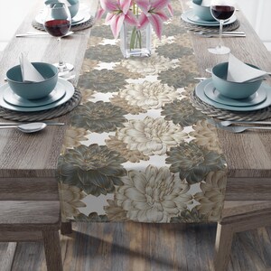 Floral Table Runner - Elegant Cotton & Poly Table Decor, Spring Celebrations, Pastel Color Tablecloth, Vibrant Color Table Center Piece
