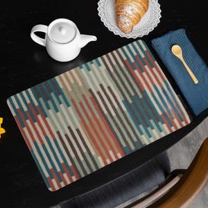 Mid-Century Modern Striped Placemats Vibrant Vertical Table Mat | Stylish Geometric Dining | Housewarming Gift, Abstract Stripes Place Mats