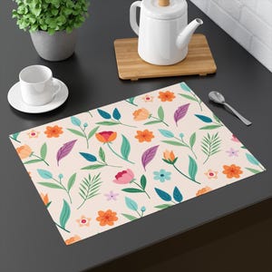 Wild Floral Vibrant Placemat, Dining Table Placemat, Kitchen Table Decor, Spring Table Setting, Gift Idea, Table Decoration, Gift For Her