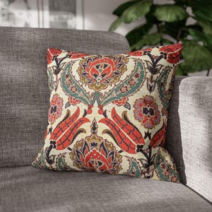 Turkish Square Pillowcase, Digital Printed Decorative Pillow, Vintage Home Decor, Anatolian Pillowcase, Living Room Accessory, Home Warming