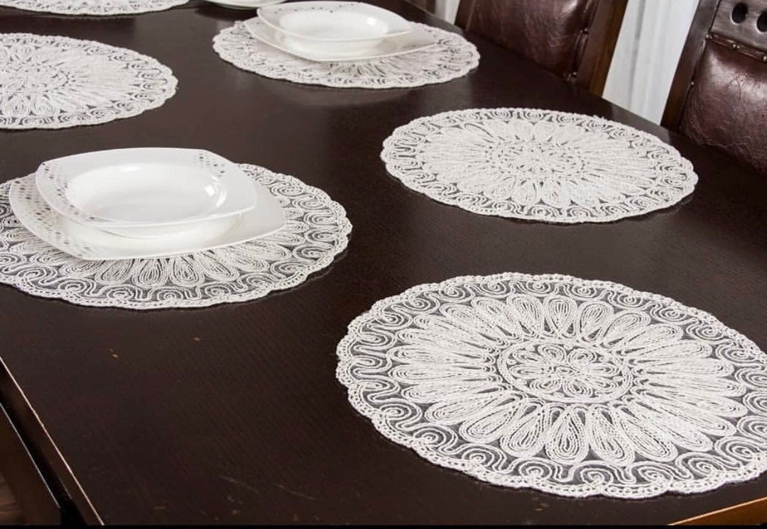 Circle Placemats Lace Table Placemat Wedding Table Etsy