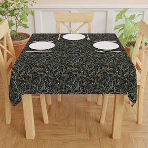 Dark Botanical Tablecloth: Gothic Witchy Dining Room Decor