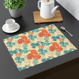 Placemat, Colorful Retro Abstract Vintage Pattern Table Mat, Kitchen Decor, Dining Table Accessory, Home Gift, Housewarming Present, Vibrant