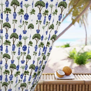 Botanical Vase Print Blackout Curtain: Floral Home Decor Panel