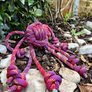 Octopus Rope Dog Toy Upcycled Durable Made to Order Raspberry Crumble