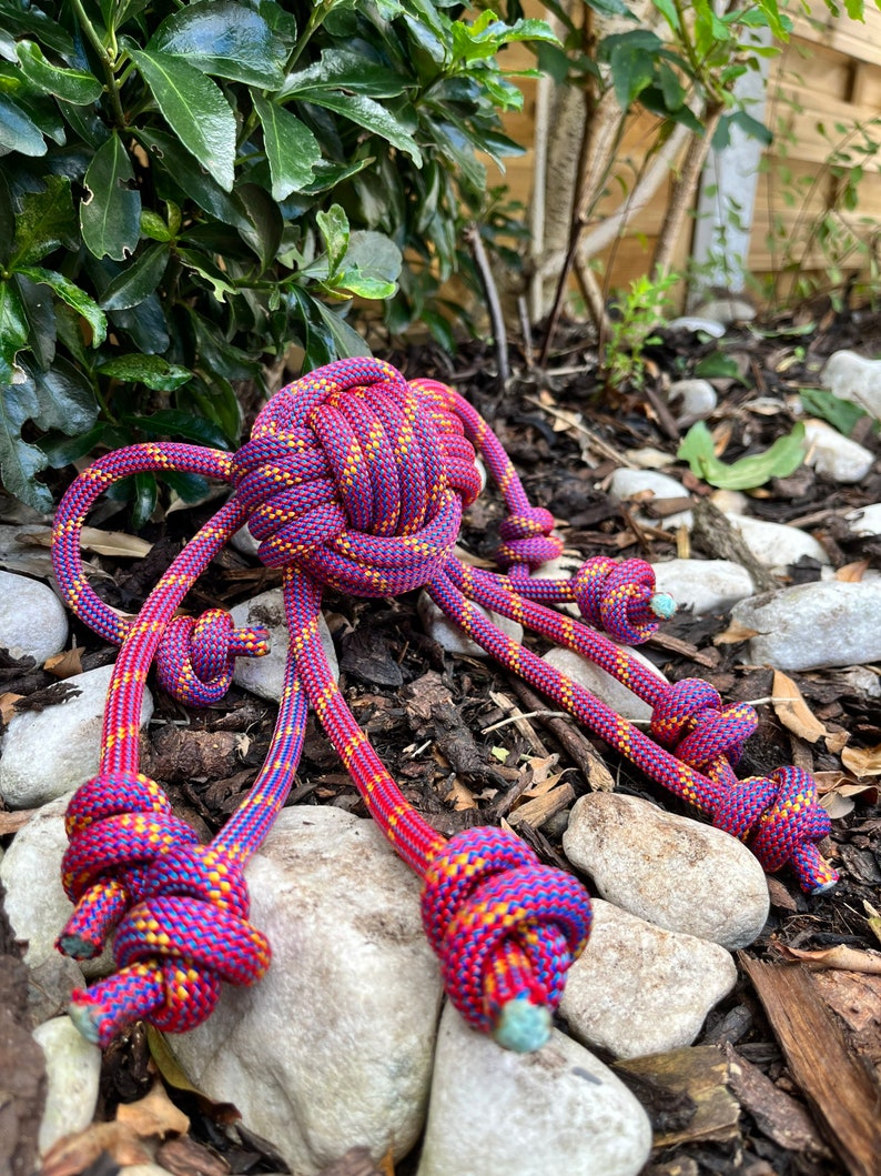 Octopus Rope Dog Toy Upcycled Durable Made to Order Raspberry Crumble