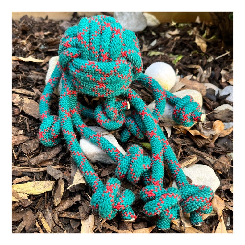 Octopus Rope Dog Toy Upcycled Durable Made to Order Forest Green