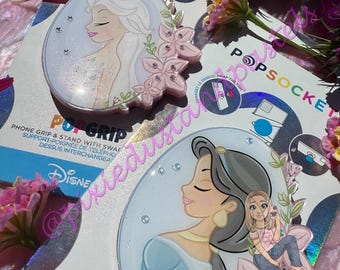 Spring Princess - Phone Grip Jasmine Arabian Princess and Elsa Ice Princess- Phone Socket Pop!