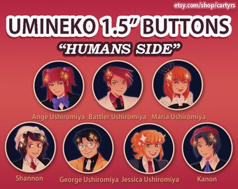 Umineko 1.5in. Buttons - "HUMANS" | When They Cry