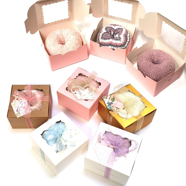 Donut socks for visitor guests Warm cozy socks mini gift box with personalized tag for Men women and teenagers