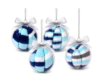 Winter Wonderland Cozy Socks Ornament, Blue Holiday Gift, Christmas Tree Decoration, Teacher & Coworker Ornament Gift Exchange — INCLUDES 1
