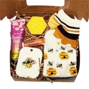 Bee Socks Self-Care Gift Set, Thank You Sunshine Gift Box, Teen Girl Birthday Gift for Women, Just Because Gift, Bee Happy Mail Gift.