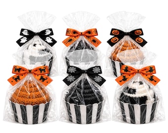 Halloween Sock Cupcake Gift – Cozy Socks Gift, Halloween Party Favor, Coworker Gift, Office Gift, Non Candy Halloween Treat - INCLUDES 1