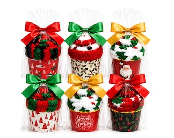 Christmas Cozy Socks Cupcake Gift, Coworker Gift, Holiday Party Favor, Gift for Women, Secret Santa Gift, Stocking Stuffer – INCLUDES 1