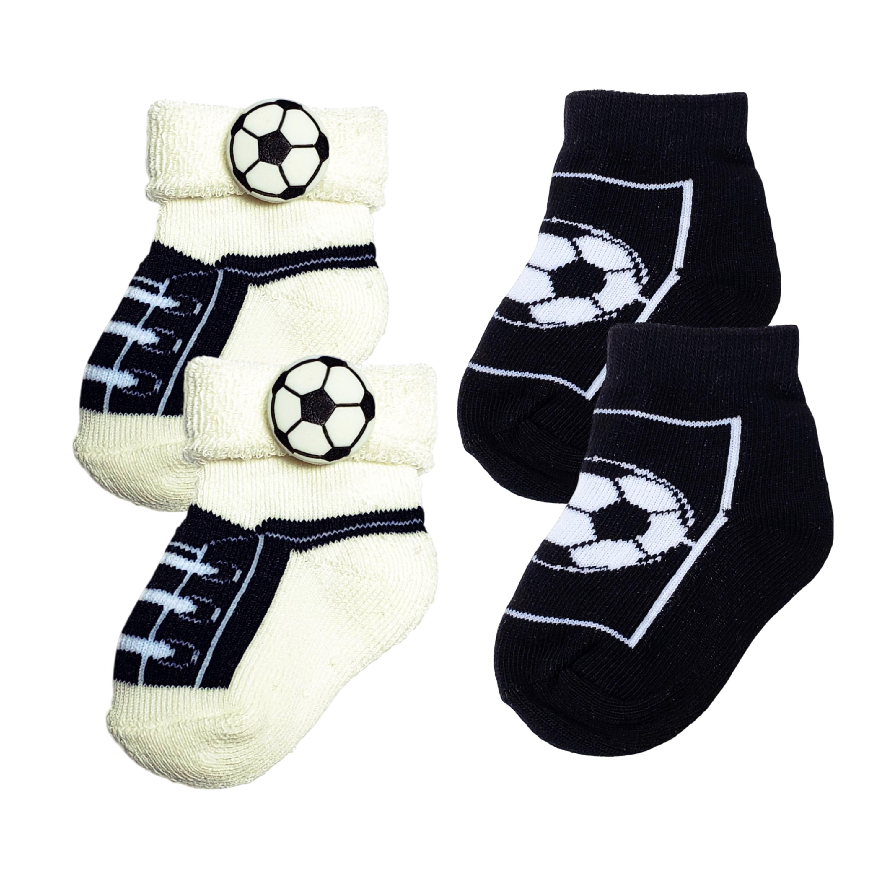 Soccer baby socks, Baby gender neutral sports socks, Soccer theme baby shower gift set, Newborn photo prop outfit accessories - 2 PAIRS