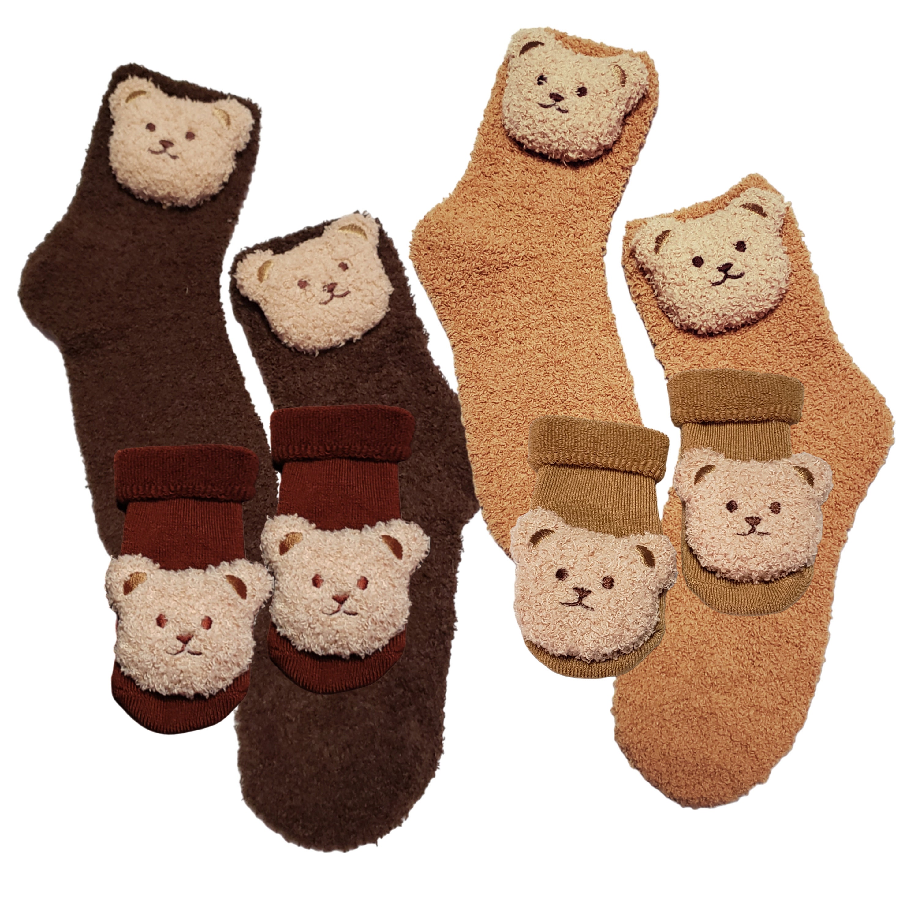 Tyadorw 5 Pair White Fuzzy Socks Cute Kawaii Bear Slipper Socks