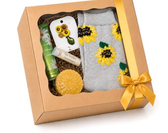 Sunflower Gift Box for Her, Thinking of You Gift, Sunshine Care Package, Birthday Gift for Women, Self Care Box — Ready to Gift
