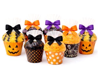 Cute Halloween Gift – Cozy Socks Cupcake Treat, Halloween Party Favor, Hostess Gift, Guest Gift, Small Halloween Gift – INCLUDES 1