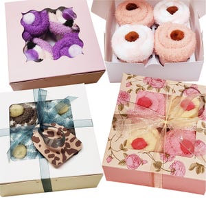 Mothers Day fuzzy socks cupcakes gift box Warm and cozy gift for women, Get well soon gift, Thinking of you gift, Cozy cupcake socks for her