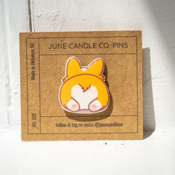 Corgi Butt Pin, Shrink Dink, Plastic Pin, Kawaii Corgi, Kawaii Animal, Cute Animal Pin, Corgi Lapel Pins